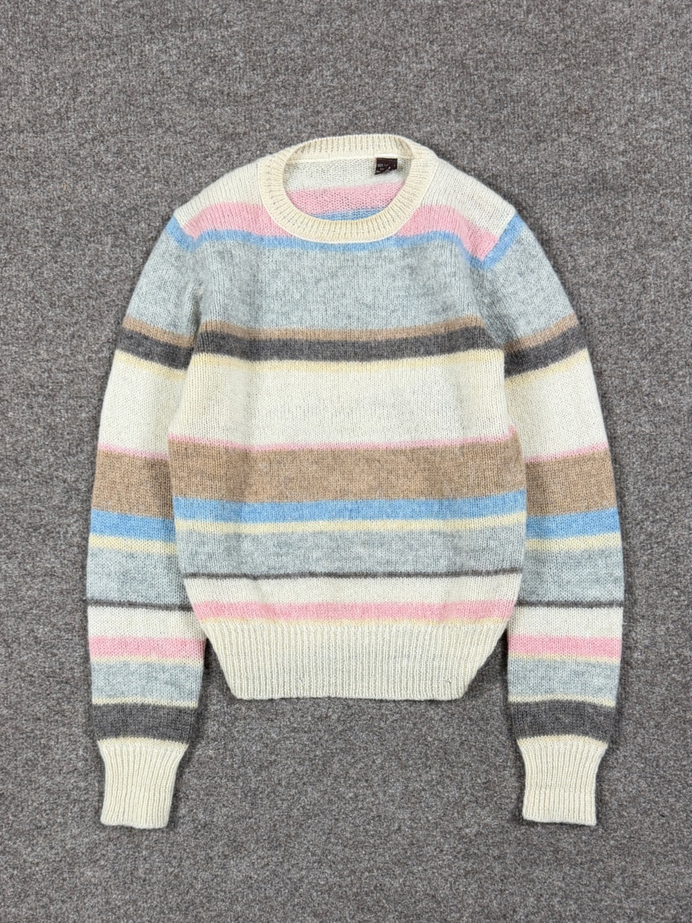 Vintage Multicolor Striped 100% Wool Crewneck Pullover Knit Sweater Women’s XS